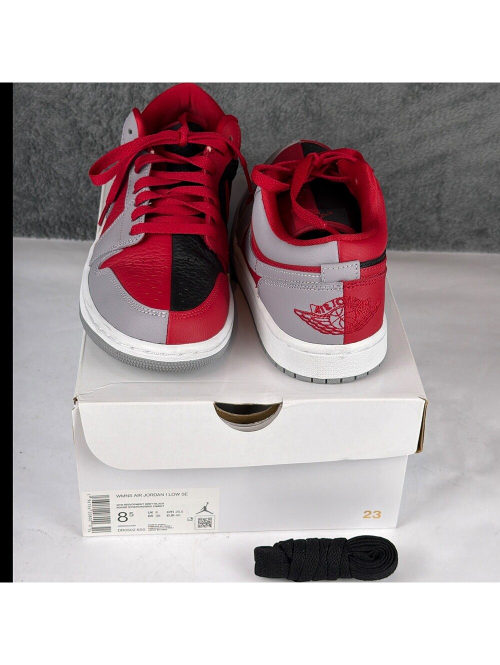 Nike Air Jordan 1 Low SE Split Gym Red Cement Grey DR0502-600 Women's size 8.5
